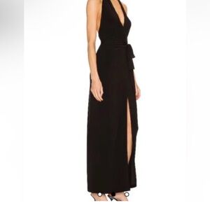 Norma Kamali Halter Wrap straight Gown Black XXS